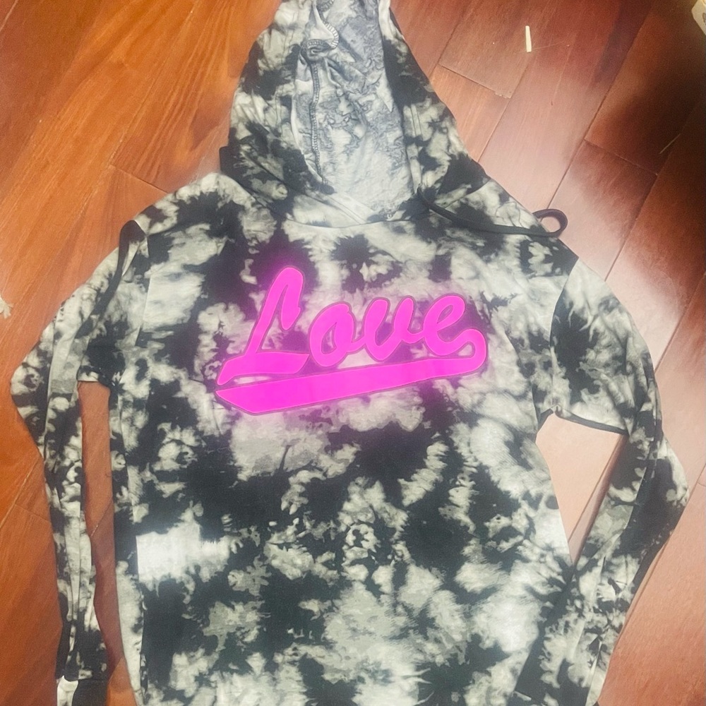 Black white grey LOVE ❤️ hoodie women’s medium